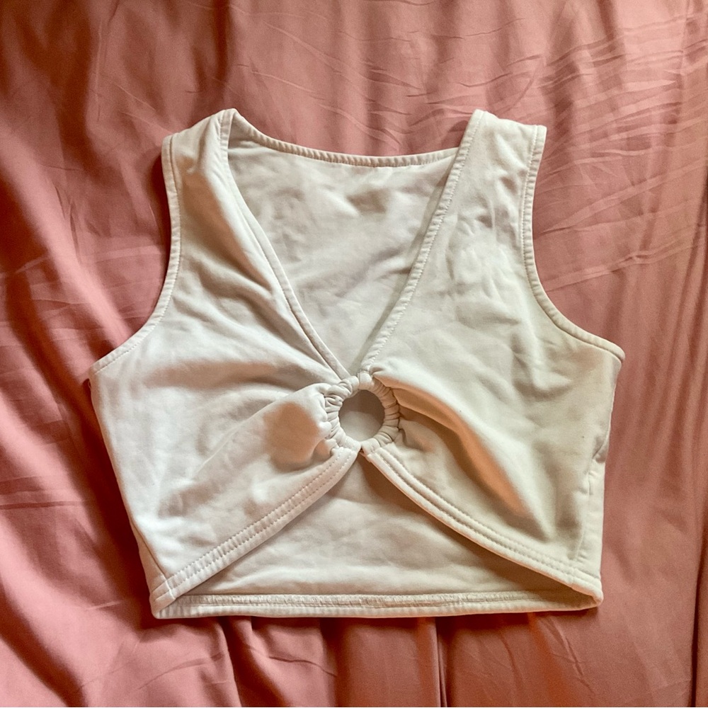 White Sleeveless Twist Front Top